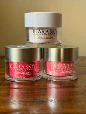 Kiara Pink Glitter & White Dip Powder Nail Set